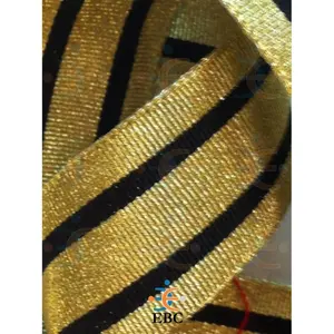 来样定做高品质均匀金色聚酯薄膜和黑色蕾丝定制礼仪腰带金色和黑色辫子蕾丝饰边加洛隆胶带工艺