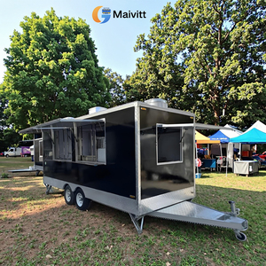 Tùy Chỉnh Màu Đen Vuông Di Động Thực Phẩm Trailer Xe Tải Đường Phố Nhà Hàng Với Đầy Đủ Nhà Bếp Cho Bánh Pizza Kẹo & Chip - Product Image 1