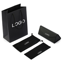 M1005 Logo personalizzato Stock popolare scatola per occhiali pieghevole nera custodia per occhiali da sole in pelle PU