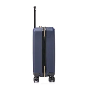 बड़े गहरे नीले रंग के एब्स हवाई जहाज के कैरी ऑन बैग सूट केस, पहियों के साथ यात्रा सूटकेस ट्रॉली सामान