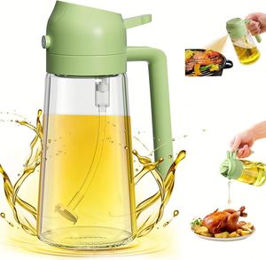 Bouteille pulvérisateur d'huile d'olive 2-en-1 de 470 ml, distributeur d'huile pour cuisine, salades, barbecue, en verre premium - Product Image 1