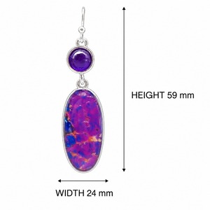 Orecchini retrò viola ovali con pietre intarsiate, gioielli semplici da donna per tutti i giorni, ideali come regalo - Product Image 5