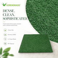 Panneau de haie en gazon artificiel PP écologique de qualité supérieure 15 mm 50x50 cm pour clôture extérieure, écran d'intimité, ignifuge, protection UV