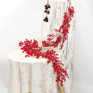 Guirnalda de ratán con bayas rojas artificiales, fácil de conseguir, decoración navideña de 150 cm, decoración para el hogar para exhibiciones festivas. - Product Image 3