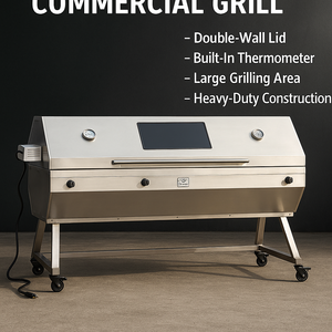 Large Modern Outdoor Stainless Steel BBQ Spit Charcoal Rotisserie Commercial Brushed Finish Eco-Friendly &amp; Durable - Product Image 2
