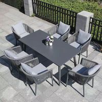 Meubles de restaurant d'extérieur modernes de 35 pouces, table carrée en métal céramique et pierre, ensemble de salle à manger en terre cuite pour patio jardin et cour