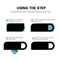 Cache-caméra de téléphone portable et webcam en plastique ABS, nouveau modèle 2026, avec logo personnalisé, couvercle coulissant pour la confidentialité, noir