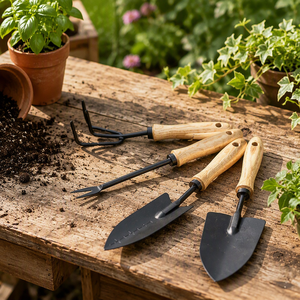 Outil de jardinage industriel avec manches en bois pour le creusement manuel, la culture et l'entretien des plantes - Petits jardins, outils pour bonsaï, Japon - Product Image 4