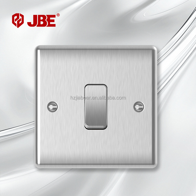 British Standard 1 Gang 1/2 Way 10A 250V Stainless Steel IP20 Rated Easy Installation Switch for Home and Office Plugs & Sockets