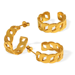 Pendientes de Aro Geométricos Chapados en Oro, Aleación de Zinc, Joyería de Moda para Mujer, Talla 7, No Ajustables - Product Image 5