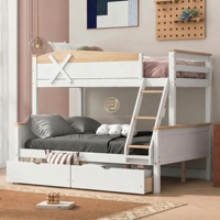 Lit superposé en bois de pin écologique pour enfants, en forme de maison, avec toboggan, design maisonnette pour la chambre des garçons et des filles