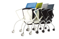 Chaises en maille, siège de réception avec roulettes à roulettes et bras pour le bureau, pliable, pour salle de réunion