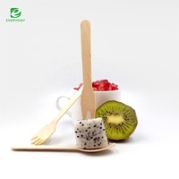 Biologisch afbreekbare, milieuvriendelijke, wegwerp mini houten fruitvorkjes met 2 tanden, plastic mesjes 85mm 120mm, dessertbestek voor hotels