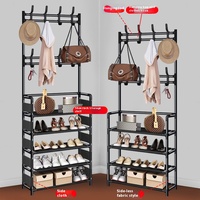 Porte-Manteau Sur Pied Multifonctionnel En Gros avec Rangement Multi-Niveaux pour Chaussures, Design Métallique Simple pour Salon