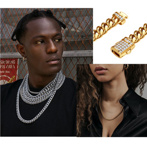 Nuevo diseño de cadena de eslabones cubanos de moda para hombres de acero inoxidable chapado en oro de 18K para hombres Punk Hip Hop pulsera collar cadena cubana - Product Image 4