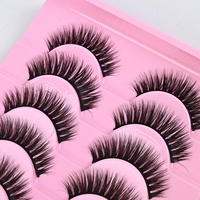 Faux cils 3D en vison synthétique, lot de 10 paires, épais, bouclés, aspect naturel, cils monobloc, marché russe
