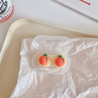 Dessin animé fruits frais stéréo lentille de Contact cadeau compagnon boîte double étui de soins belle pêche Portable Durable avec petite pince à épiler
