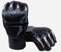 Gants de boxe demi-doigts en PU MMA pour l'entraînement au combat Muay Thai avec logo personnalisable Taille unique pour adultes