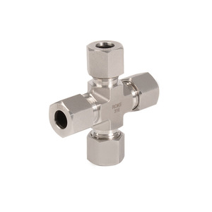 ข้อต่อท่อสแตนเลส ROKE 316 แบบสี่ทาง สำหรับระบบไฮดรอลิก มาตรฐาน ISO8434 1 DIN2353 - Product Image 1