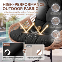 Fauteuil Papasan en osier pour extérieur, chaise longue de lecture avec repose-pieds pour salon, chambre, balcon, véranda