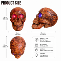 Crânes grandeur nature pour Halloween, accessoires effrayants en plastique, tête d'os humain pour maison hantée et fête