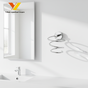 Secador de pelo de latón montado en la pared de estilo moderno, estante de pared de baño duradero, soporte para secador de pelo - Product Image 2