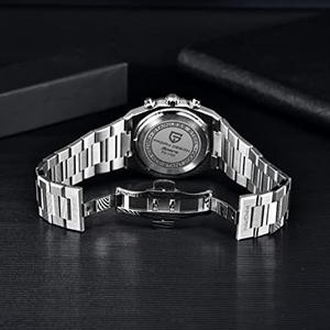 Reloj cronógrafo de cuarzo de acero inoxidable personalizado OEM para hombre con ventana de esfera de cristal nuevo logotipo reloj de pulsera mecánico nuevo regalo - Product Image 6