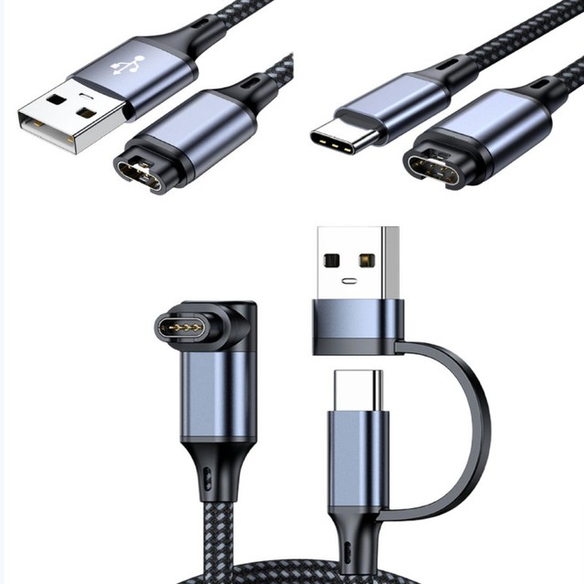 Nylon Braided Charger Cable for Garmin Watch | USB A, USB C or 2 in 1 Options | Fast Charging, 1.2M Grey | OEM Accepted