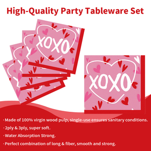 XIELI Vietnam Assiettes en papier jetables, vaisselle de fête de la saint-valentin, ensemble d'assiettes en papier écologiques - Product Image 5