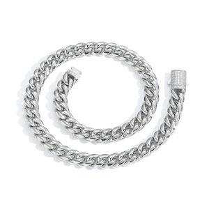 สร้อยคิวบาสแตนเลสสตีลเงาขนาด 12 มม. พร้อมตัวล็อคแบบสปริงคู่ สร้อยแฟชั่น Tanjing Lijing - Product Image 5