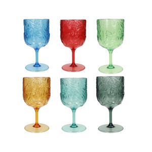 Ensemble de 6 verres à vin en acrylique tropicaux, couleurs assorties - Product Image 1
