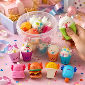 Colección de Juguetes Sensoriales de Espuma de Subida Lenta con Forma de Vaso de Snack de Dibujos Animados Coloridos, para Alivio de la Ansiedad y Rellenos para Bolsas de Regalo y Fiestas - Product Image 5