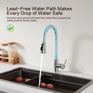 Robinet de cuisine durable en acier inoxydable avec finition laiton pour évier - Product Image 4