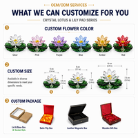 Flor de Loto de Cristal Óptico K9 al por Mayor con Nácar de Lirio, Decoración Zen Feng Shui Hecha a Mano para la Riqueza y la Prosperidad