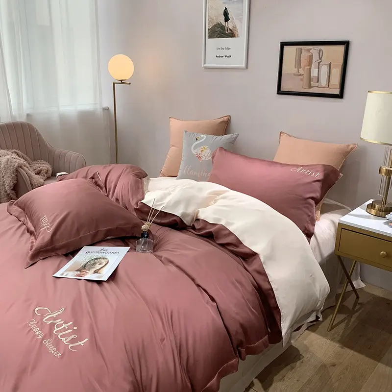 Thời Trang Mềm Mại Giá Rẻ Nhất Polyester Duvet Cover Set Thêu Thiết Kế