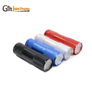 Großhandel Metall Aluminium 9 LED Mini Taschenlampe mit kunden spezifischen LOGO LED Taschenlampe