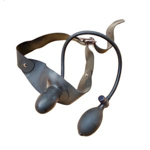 Erwachsenenspiele Sexsklaven-Knebel Offener Mundknebel Schwarz Latex Weiche Munddehnkugel Sexspielzeug für Paare Aufblasbare Mundkugel - Product Image 1