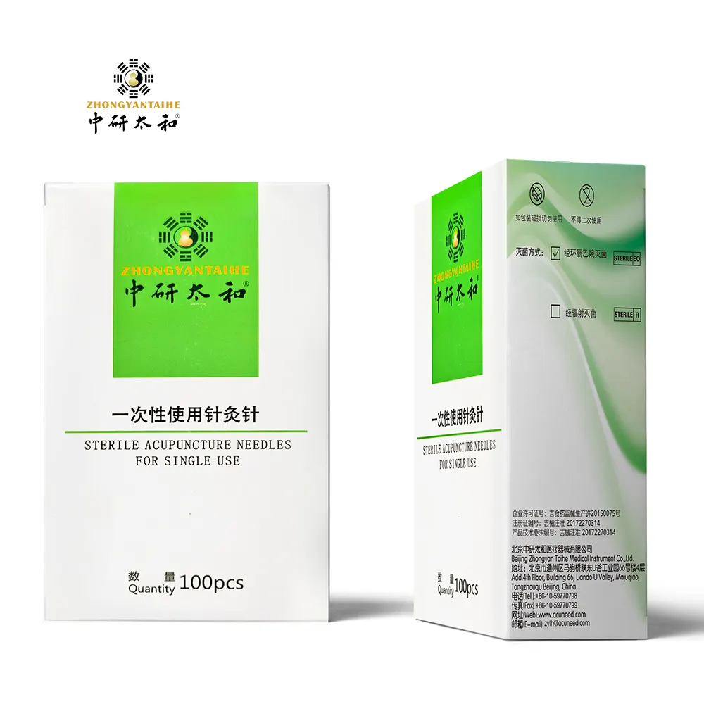 Zhongyan Taihe 100 parça/kutu tek kullanımlık ağrısız akupunktur iğnesi çin tıbbi tedavi steril iğne