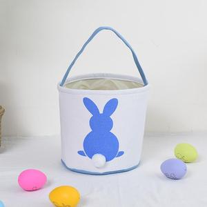 Cesta de caza de huevos de conejito de Pascua con asa, bolsas de regalo de lona, cubos de cola esponjosa de conejo para decoraciones de fiesta para niños - Product Image 3