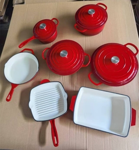 11pcs/7 <strong>Pots</strong> Enamel Cast Iron Cookware <strong>Set</strong> Eleven Pieces Multi-Function Frying Pan and Stew <strong>Pot</strong> for Home Kitchen Use - Product Image 1
