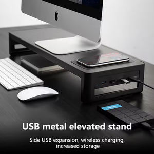 Booster de moniteur d'ordinateur 20W charge rapide écran de <span class=keywords><strong>bureau</strong></span> Base de stockage de <span class=keywords><strong>bureau</strong></span> support de fer en métal Booster de moniteur d'extension USB - Product Image 3