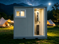 Contenedor de Baño Portátil Todo en Uno con Baño Sanitario Completo para Construcción al Aire Libre y Campamentos Temporales