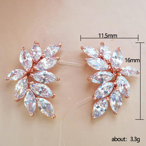 Orecchini a Perno a Forma di Foglia Marquise per Donne, Brillanti Orecchini Botanici, Gioielli di Moda Quotidiana - Product Image 5