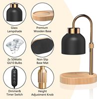 Lampe chauffe-bougie aromatique à intensité variable, style nordique, luxe léger, base en bois, abat-jour noir, lampe de table d'ambiance