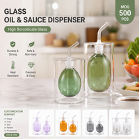 Bouteille en verre pour vinaigre et huile, distributeur, fournisseur de marques privées, ODM, bec verseur incurvé en forme de goutte, haute transparence, résistant à la chaleur, pour cuisine