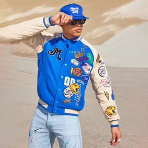 Vestes de baseball vintage pour hommes, broderie chenille sur manches, logo personnalisé OEM, haute qualité, vente chaude 2025 - Product Image 4