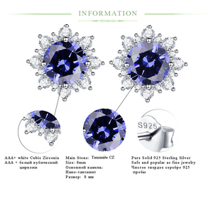 Parures de bijoux en argent sterling 925 avec halo en zircon cubique, parures de bijoux en tanzanite taille ovale - Product Image 2