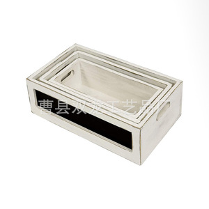 Storage Trays Rectangle Distressed Wood <b>Stackable</b> General Packaging 0002 Heze - Product Image 1