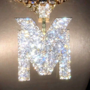 Colgante con Logotipo Personalizado, Colgante con la Letra M, Colgante Hip Hop, Joyería con Incrustaciones de Diamantes, Plata de Ley, Moissanita VVS1 de Lujo - Product Image 1