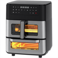 Machine à pizza saine 2 en 1 et four à friteuse à écran numérique rôtisserie double four à micro-ondes friteuse à air en acier inoxydable en gros